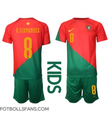 Portugal Bruno Fernandes #8 Replika Hemmatröja Barn VM 2022 Kortärmad (+ Korta byxor)